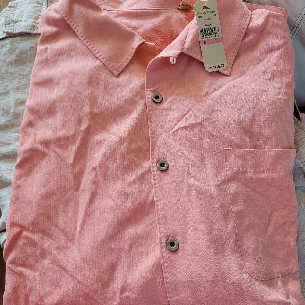 3xlt Tommy Bahama Silk shirt Salmon Color